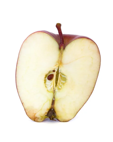 Полукрасное Яблоко Изолированное Белом — стоковое фото