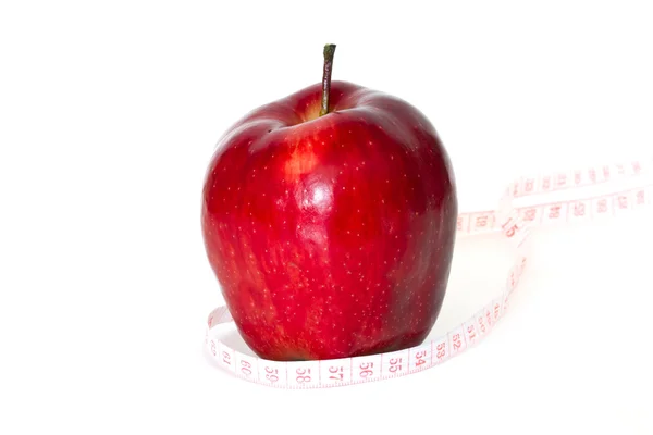 Apple Met Centimeter Witte Achtergrond — Stockfoto