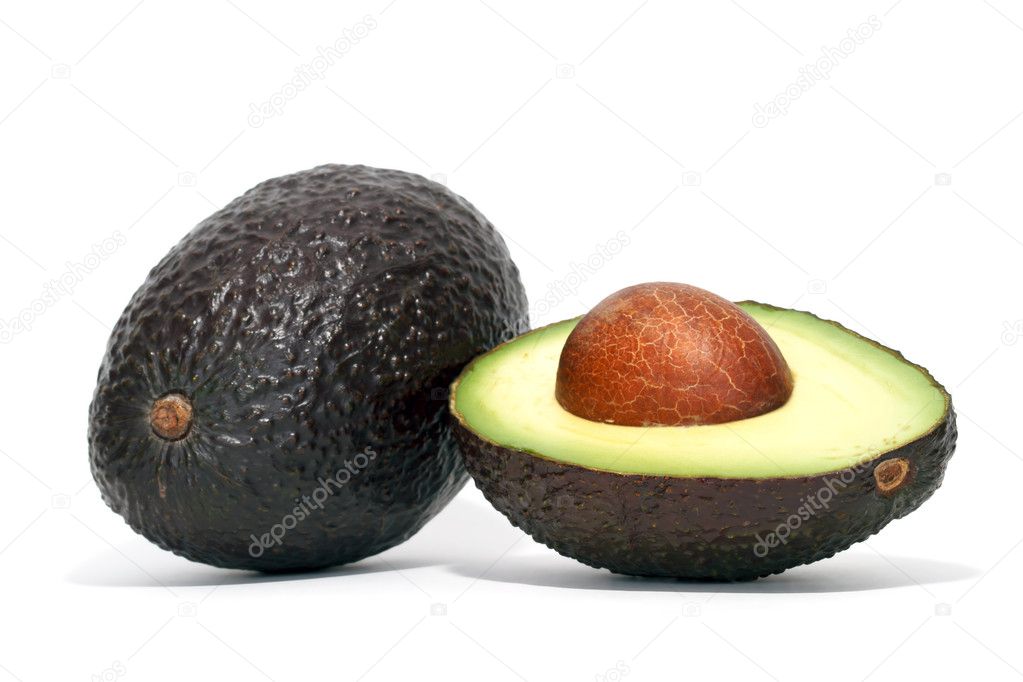 Fresh avocados over white background