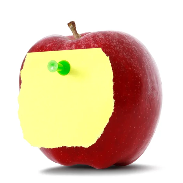 แอปเปิ้ลที่มีกระดาษโน้ต — ภาพถ่ายสต็อก