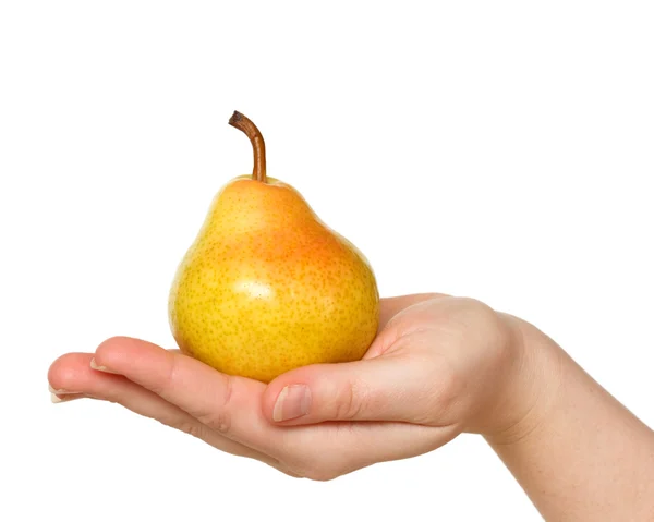 Pear on hand — Stock Photo, Image
