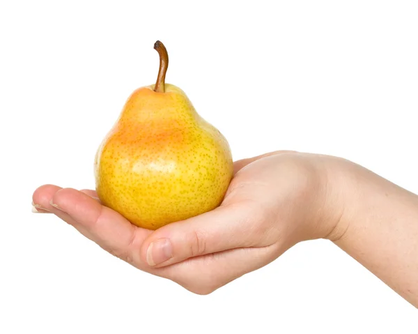Pear on hand — Stock Photo, Image