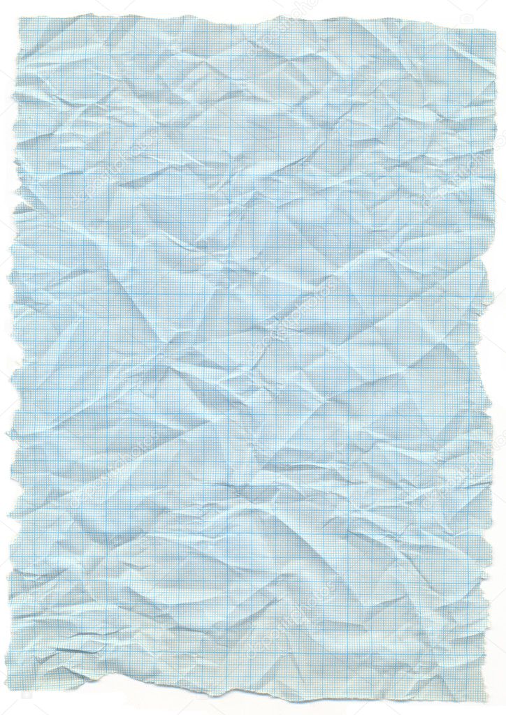 Crumpled old paper graph blue
