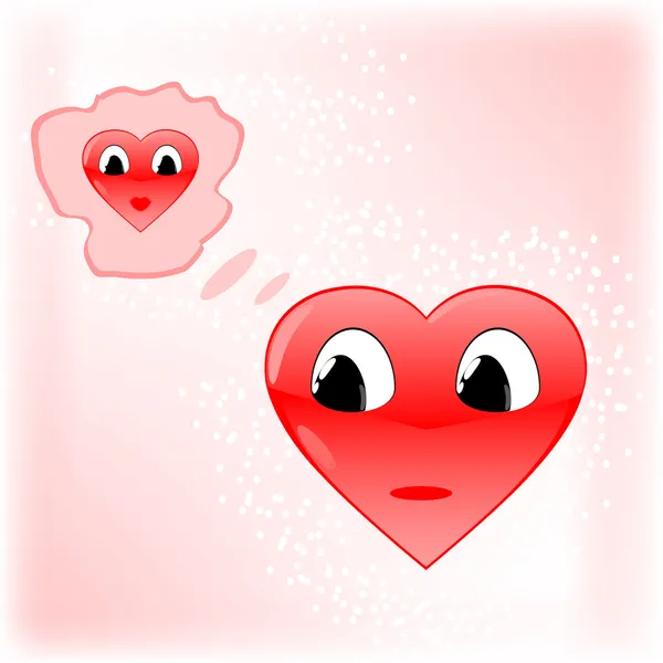 Üzgün Kalp Başka Bir Kalp Vektör Çizim Eps10 Hakkında Düşünme — Stok Vektör