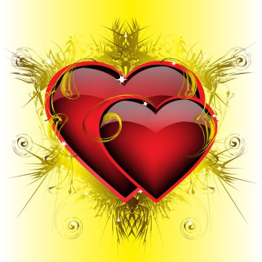 Two ardent hearts on iridescent background, vector illustration, eps10 clipart