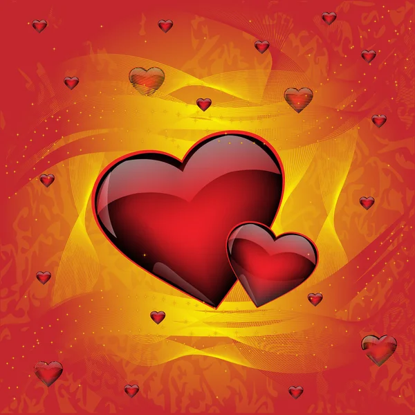 Deux Cœurs Brillants Sur Fond Irisé Illustration Vectorielle Eps10 — Image vectorielle