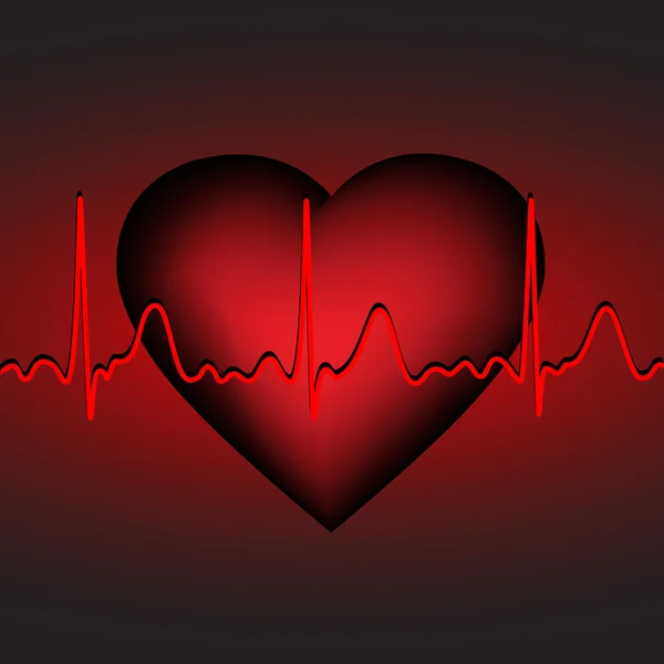 Elektrokardiyogram Kalp Vektör Çizim Eps10 Arka Planda Gösteren Çizim — Stok Vektör