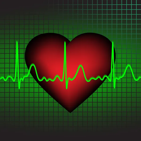 Εικόνα Που Απεικονίζει Ηλεκτροκαρδιογραφημα Στο Παρασκήνιο Της Καρδιάς Εικονογράφηση Φορέας — Διανυσματικό Αρχείο