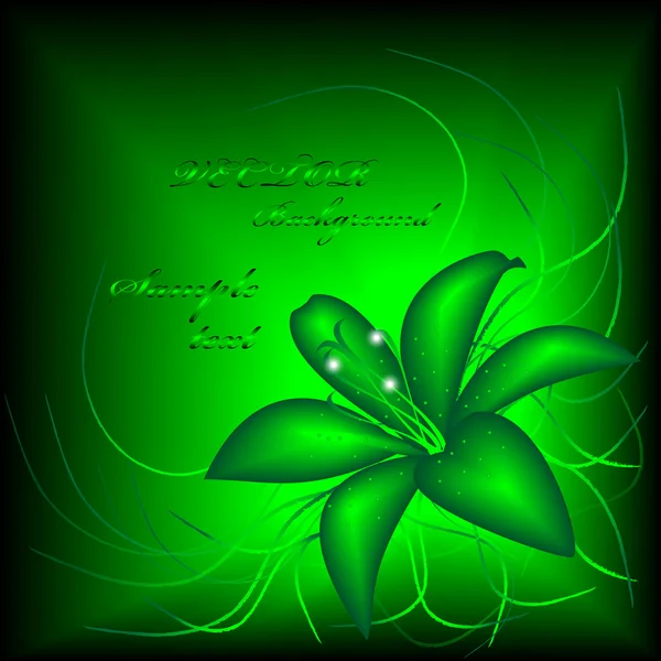 Astratto Giglio Verde Brillante Sfondo Iridescente Illustrazione Vettoriale Eps10 — Vettoriale Stock
