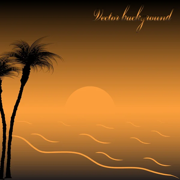 Background Palm Trees Beach Sunset — Stock Vector