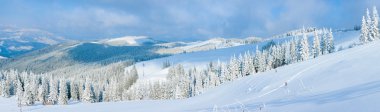 Winter mountain panorama landscape clipart