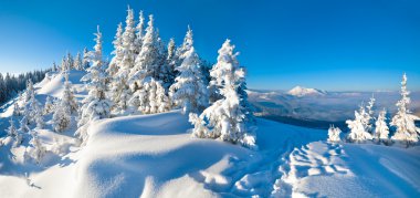 Winter mountain panorama landscape clipart