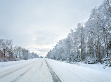 Winter country road clipart