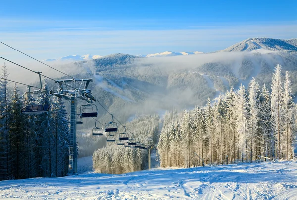 Zimą Wyciąg narciarski — Zdjęcie stockowe