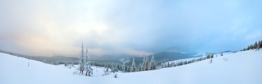 Evening twilight winter mountain panorama clipart