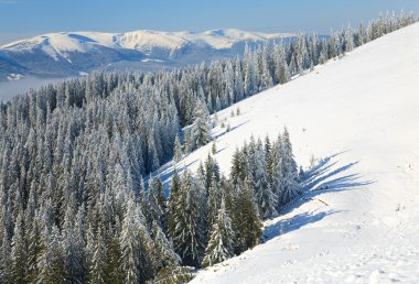 Winter mountain landscape clipart