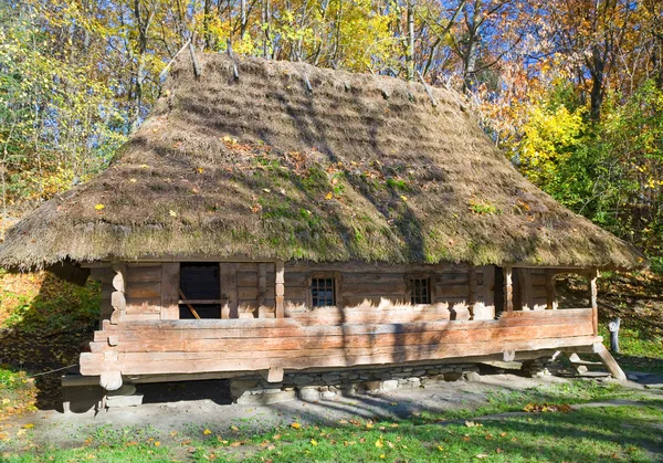 Vieille maison en bois avec toit de chaume — Photo