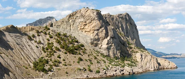 Zomer rotsachtige kustlijn panorama — Stockfoto