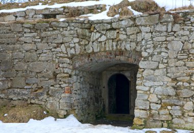 Stony wall with door (Pidhirtsi Castle, Ukraine) clipart