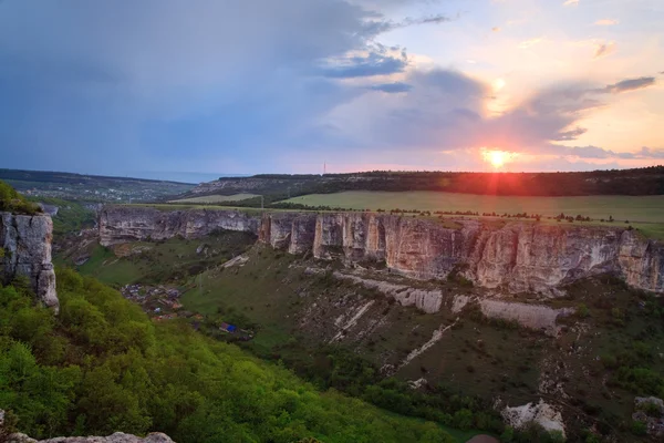 Solnedgång Bachtjisaraj Staden Omgivningar Visa Krim Ukraina — Stockfoto