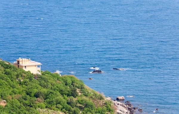 stock image Summer coast landscape and house on beach (Crimea, Ukraine)