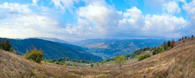 Autumn morning country mountain panorama clipart