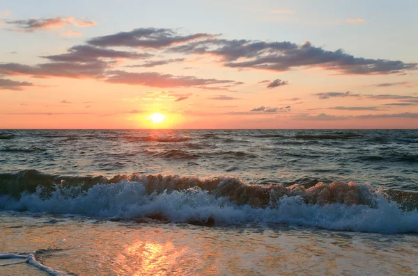 Sea Sunset Surf Great Wave Break Coastline — Stock Photo, Image