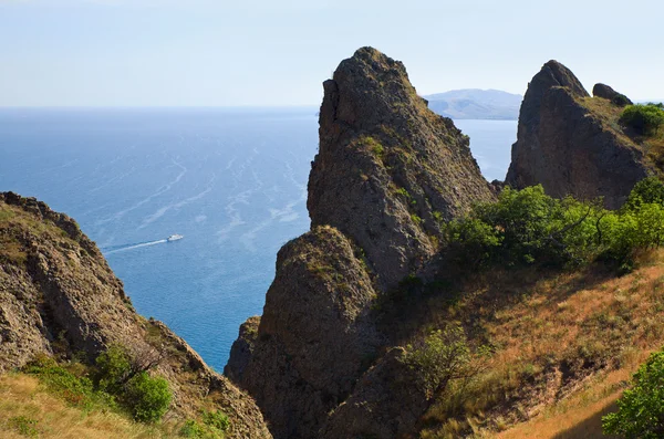 Weergave Karadag Reserve Plaats Van Oude Uitgedoofde Vulkaan Krim Oekraïne — Stockfoto