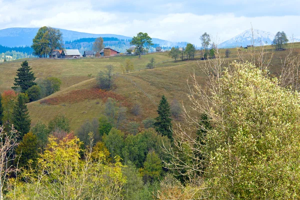 Осенняя Гора Маленькая Деревня Склоне Горы Карпаты Украина — стоковое фото