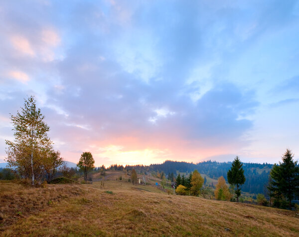 Autumn sunrise mountain view (Carpathian, Ukraine)