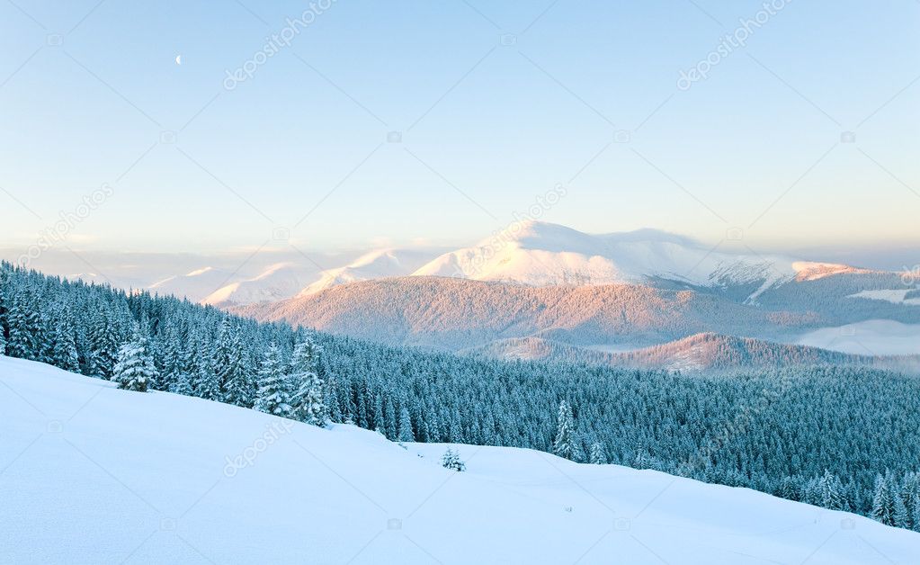 Snowy sunrise landscape