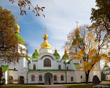 Autumn Saint Sophia Cathedral church building view. Kiev-City centre, Ukraine. clipart