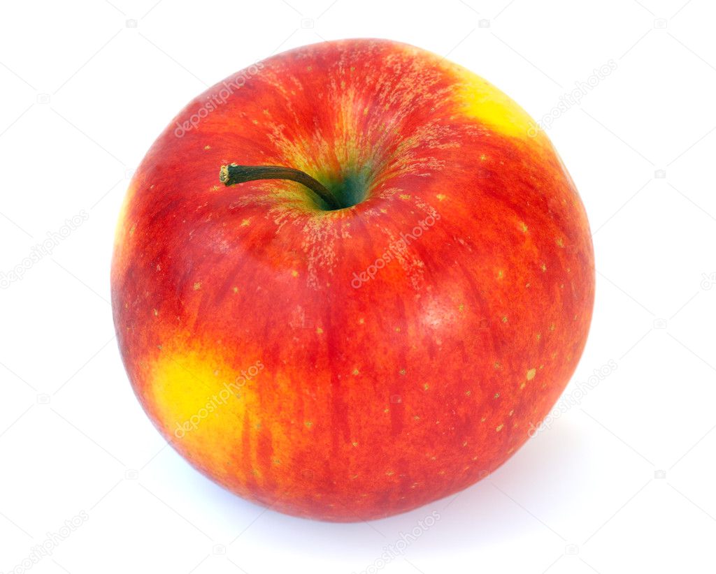 Big red-yellow delicious apple isolated on white background