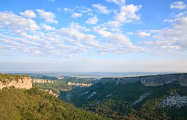 Morning view from top of Mangup Kale - historic fortress and ancient cave settlement in Crimea (Ukraine) clipart