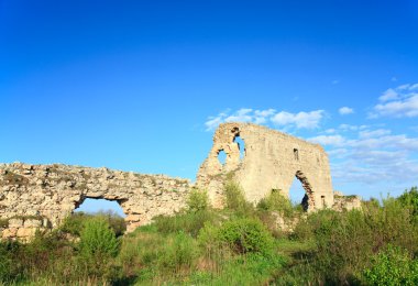 Historic Mangup Kale fortress stony walls ruins (Mangup Kale - historic fortress and ancient cave settlement in Crimea, Ukraine) clipart