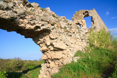 tarihi mangup kale kale taşlı duvar (Kırım, Ukrayna)