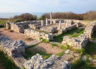 akşam chersonesos Basilica kazı-antik kenti (Sivastopol, Kırım, Ukrayna)