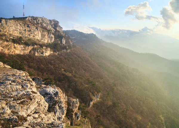 Daybreak Petri Vuoren Huipulla Näkymä Krimillä Ukraina — kuvapankkivalokuva
