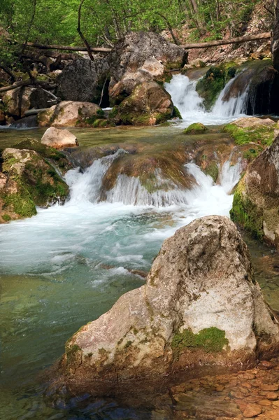 Καταρράκτες Στον Ποταμό Βουνό Άνοιξη Kokkozka Ποταμός Μεγάλη Κριμαίας Φαράγγι — Φωτογραφία Αρχείου