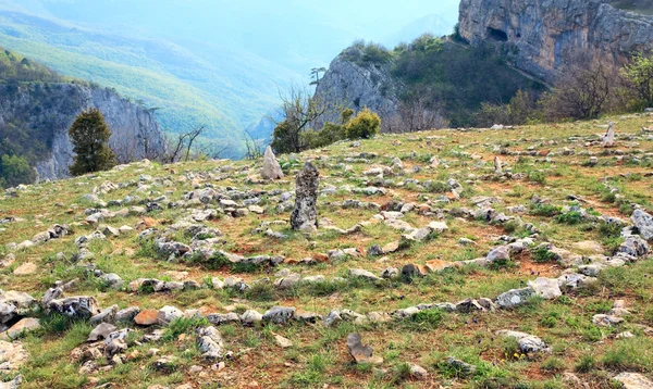 Concentric Stone Circles Spring Plateau Great Crimean Canyon Crimea Ukraine — Stock Photo, Image
