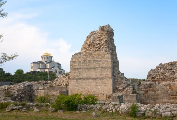 Soirée Chersonesos Ancienne Ville Cathédrale Saint Vladimir Sébastopol Crimée Ukraine — Photo