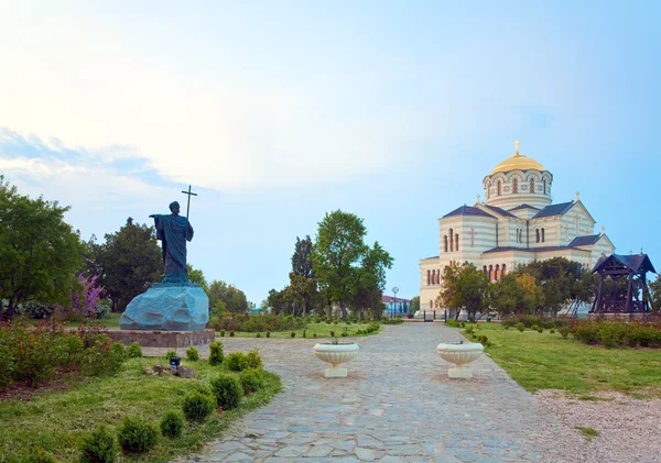 Noite Igreja Catedral de São Vladimir (Chersonesos, Sevastopol , — Fotografia de Stock