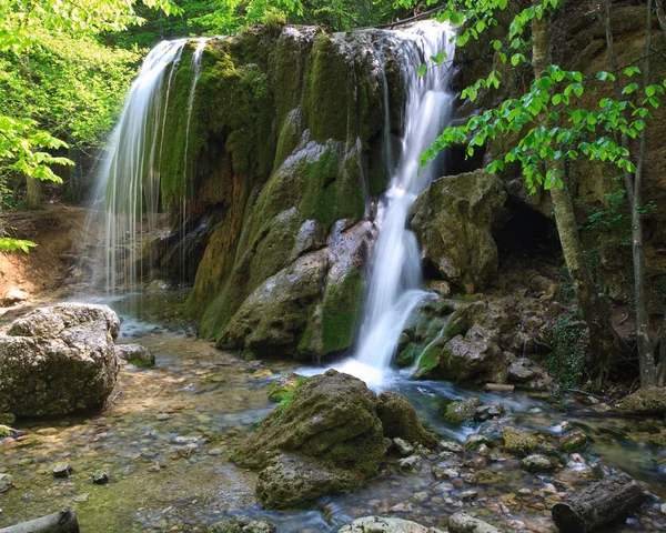 Waterfall Sribni Struji Silvery Filaments Crimea Ukraine Long Term Exposure — Stock Photo, Image