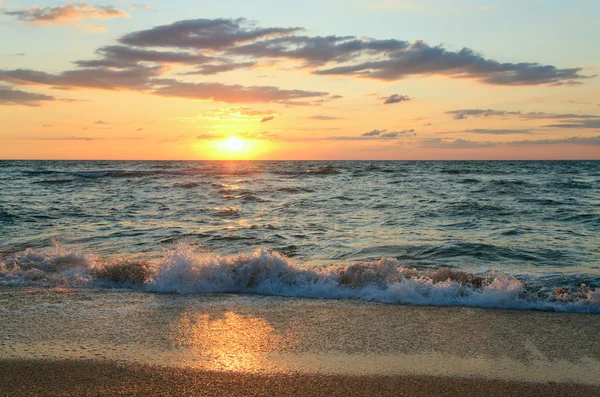Havet Sunset Surf Stor Våg Paus Sandstrand — Stockfoto