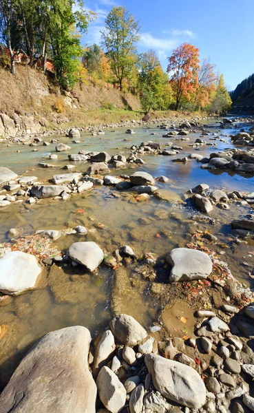 Autumn mountain stony river — Stok Foto