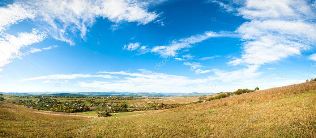 Autumn country valley panorama.