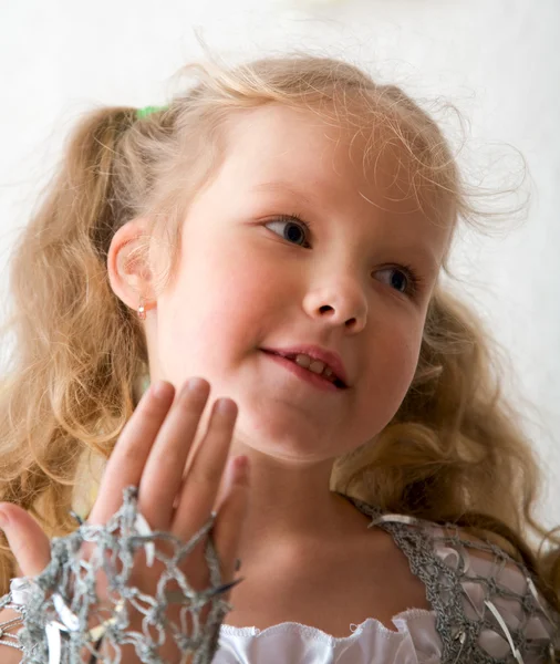 Kis Lány Arc Zár Megjelöl Rémálmok Nyomában Beltéri — Stock Fotó