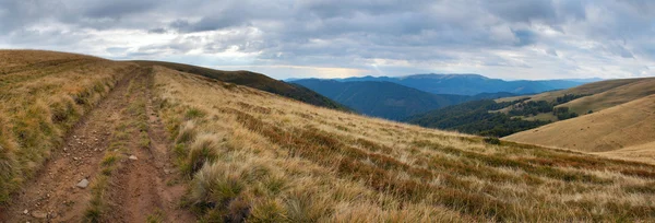 stock image Carpathian Mountains (Ukraine) landscape with country road. Six shots composite picture.