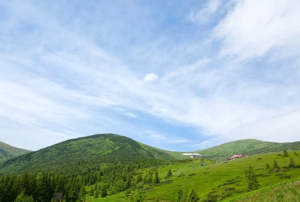 Summer Mountain View Some Snow Mountainside Weather Biological Stations Buildings — Stock Photo, Image