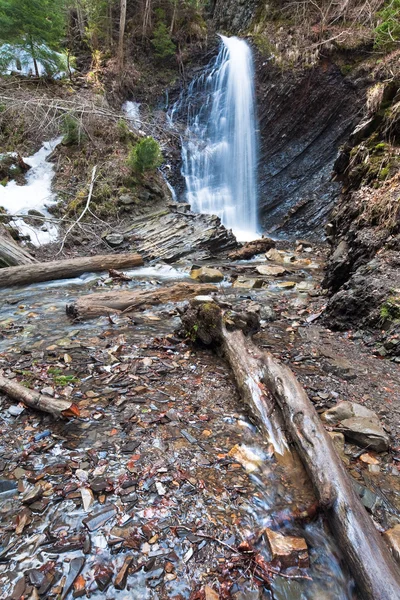Cascade et ruisseau dans le ravin de la forêt de montagne — Photo